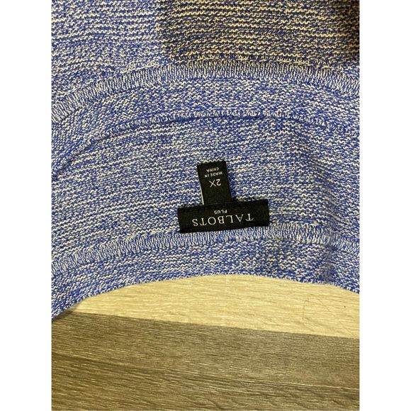 Talbots BUTTON-SLEEVE SWEATER - MARLED Blue 3/4 Sleeve Top, Size 2XL, MSRP $80 - Picture 5 of 11